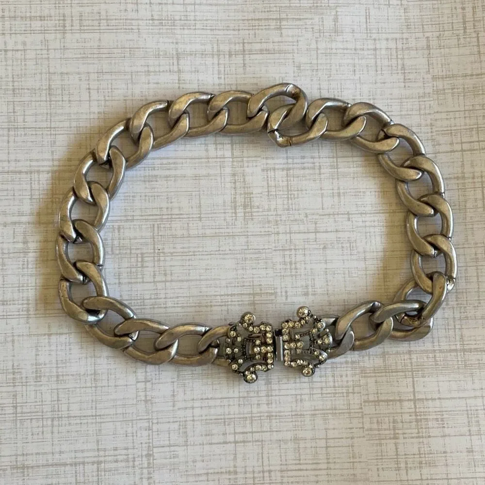 Women’s Silver Tone Chunky Chain Necklace 17” Vintage Style Statement - Picture 1 of 2
